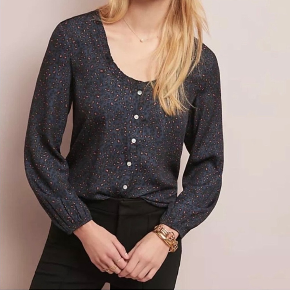 Anthropologie Dolan Marilyn Leopard Print Long Sleeve - size (M)